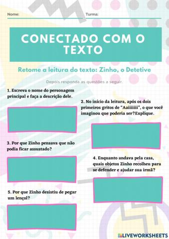 Zinho, o Detetive- Conectando com o texto