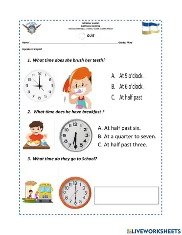 Daily routine and tell the time