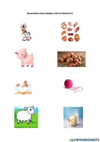 Animales de la granja y sus productos