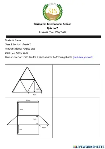 Surface area and volume