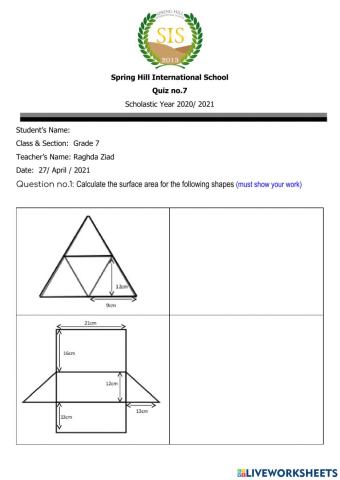 Surface area and volume