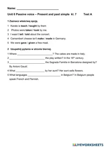 Passive voice in present and past simple