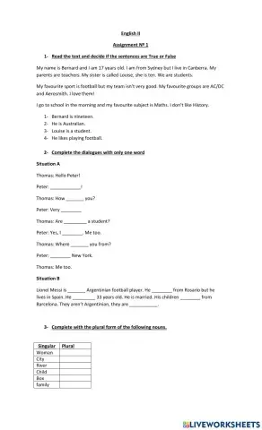 Verb to be - personal questions -