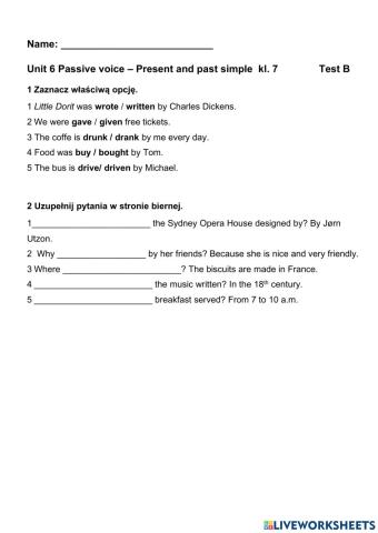 Passive voice in present and past simple