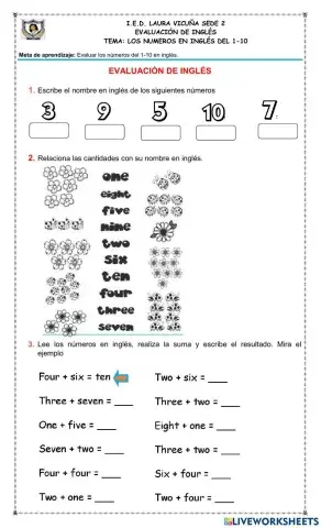 Evaluaciòn de los nùmeros en inglès