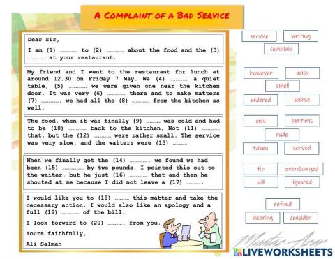 Letter of Complaint (Bad Service at a Restaurant)