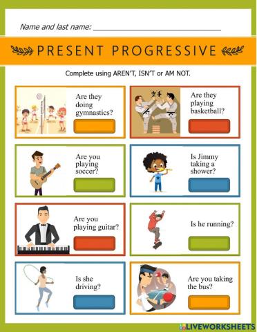 Present progressive negative