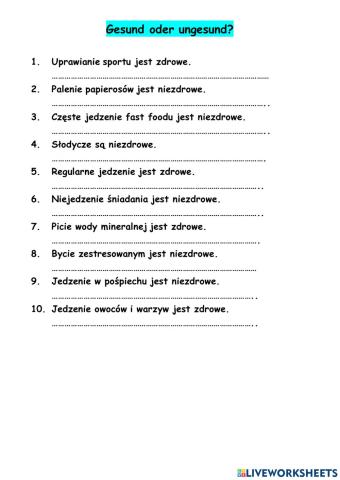 Gesund oder ungesund?