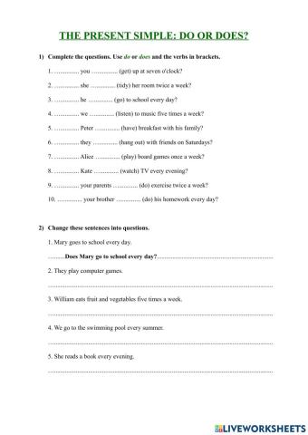 The Present Simple: do or does