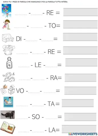 VA VE VI VO VU sillabe e parole piane