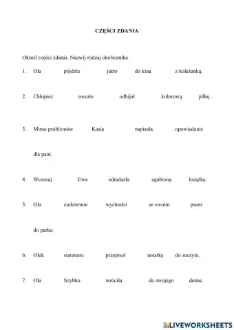 Części zdania. Rozpoznawanie