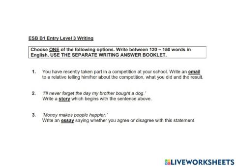 Esb b1 writing 2019b