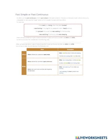 Simple Past and Past continuous