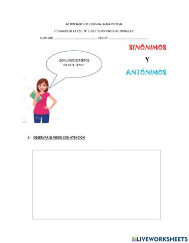 Sinónimos y antónimos