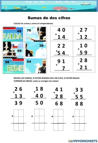 Sumas de dos cifras