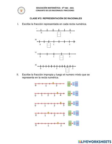 Fracciones en la recta numérica