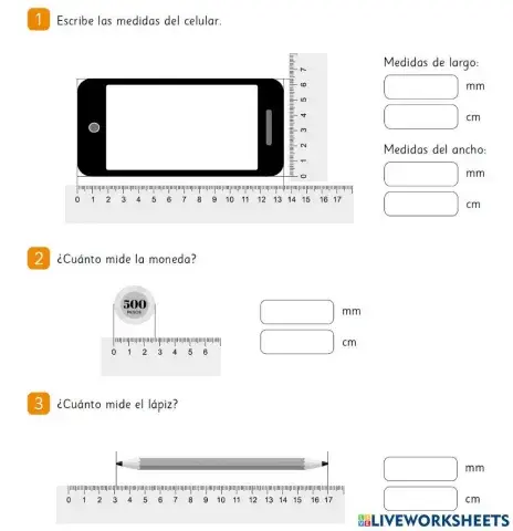 Medición en cm y mm