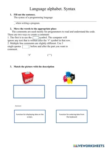 Language alphabet. Syntax