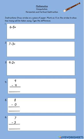 Horizontal and vertical Subtraction