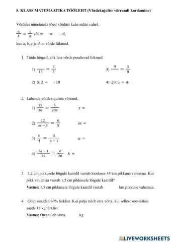 Võrdekujuline võrrand