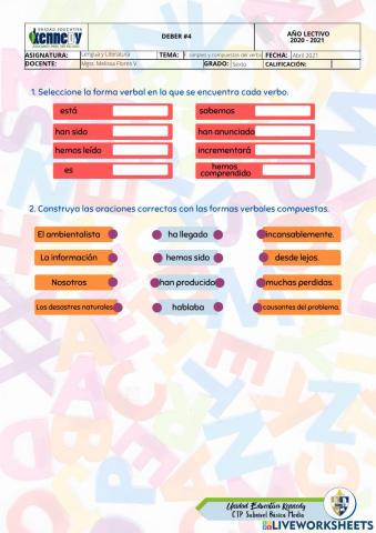 Formas simples y compuestas del verbo