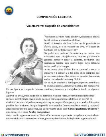 Comprensión lectora biografía