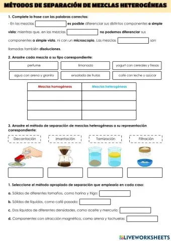 Métodos de separación de mezclas heterogéneas
