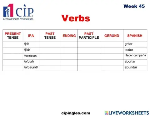 Verbs and Universe Week 45