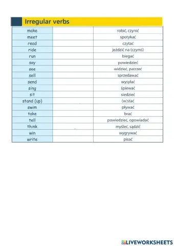 Irregular Verbs Junior explorer part 2