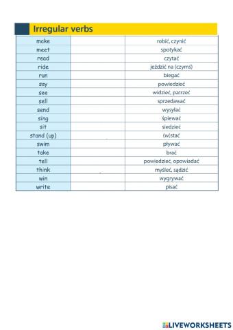 Irregular Verbs Junior explorer part 2