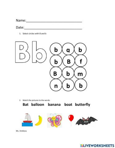 Letter Bb Worksheet