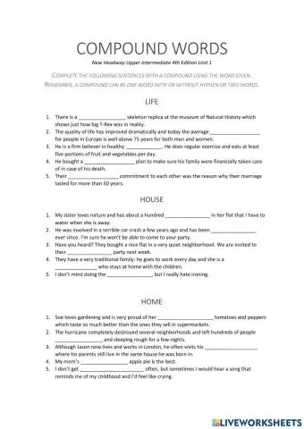 Vocabulary Review: Compund Words