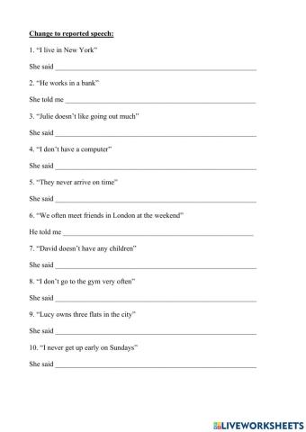 Reported speech statement