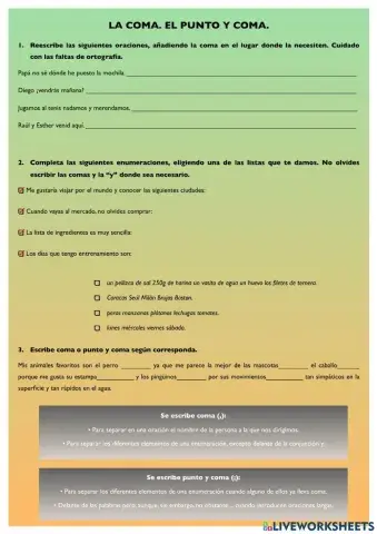 La coma. El punto y coma