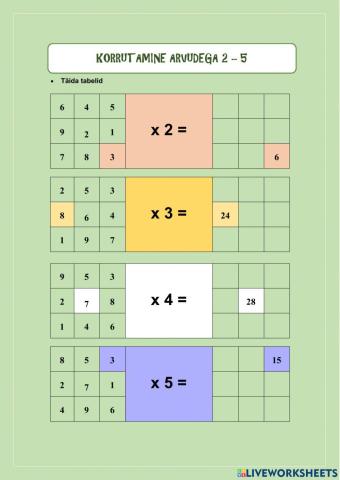 Korrutamine 2-5