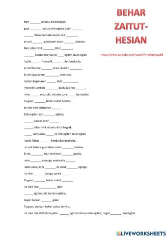 Behar zaitut - Hesian