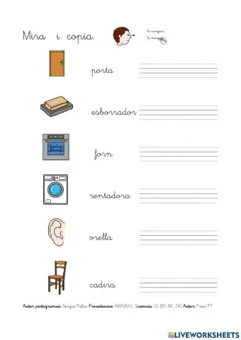 Copiar paraules amb r.