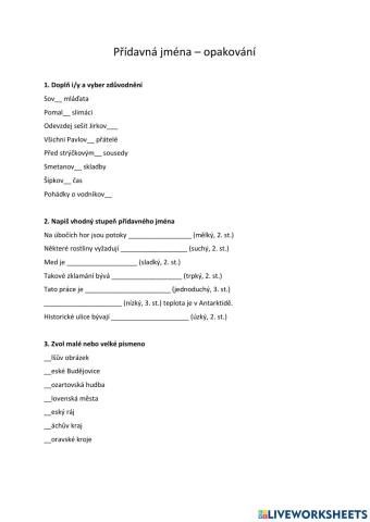 Opakování přídavných jmen