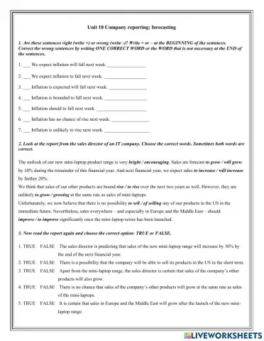 Company reporting: forecasting