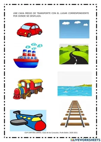 Une el medio transporte con el lugar que se desplaza