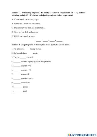 Short test (Klasa 6, człowiek, dom, szkoła)