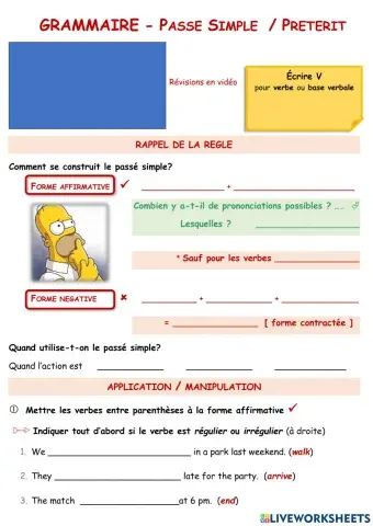 Passé Simple  Règle Application