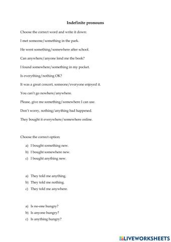 Indefinite pronouns 2