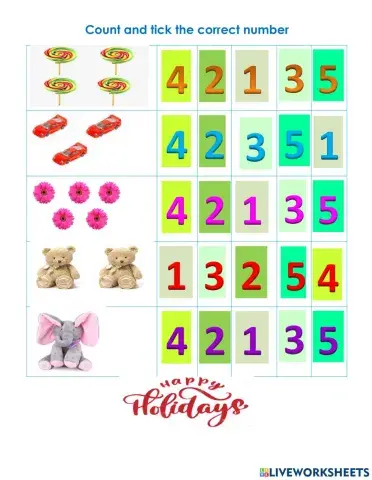 Count and tick the correct number