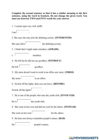 Key word transformation 2