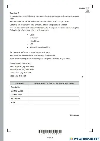 N5 Music Technology Effects Question