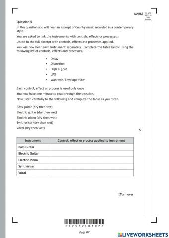 N5 Music Technology Effects Question