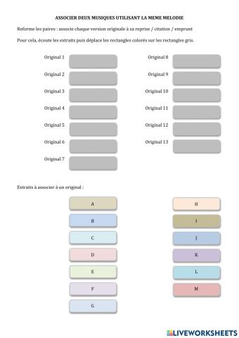 4s3 quizz associer deux musiques utilisant la même mélodie