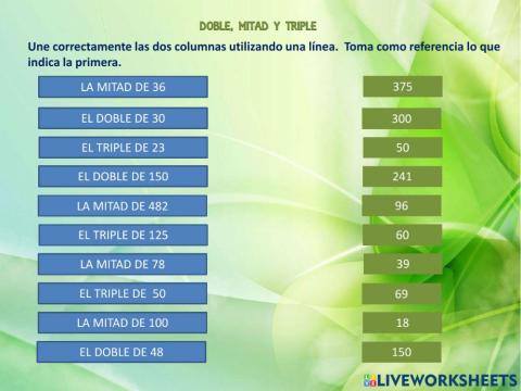 Doble, mitad y triple