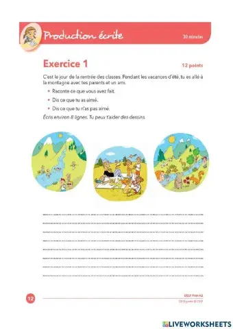 Production ecrite delf prim A2